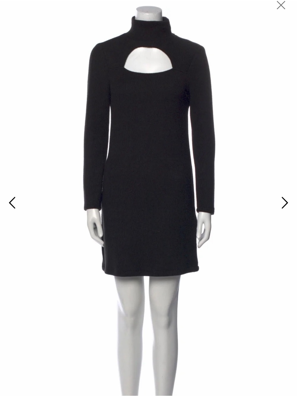 Walter Baker Black  Knit Long Sleeve Dress with Front Cutout